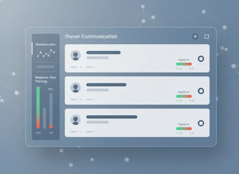Owner communication panel showing conversation history and pending approvals